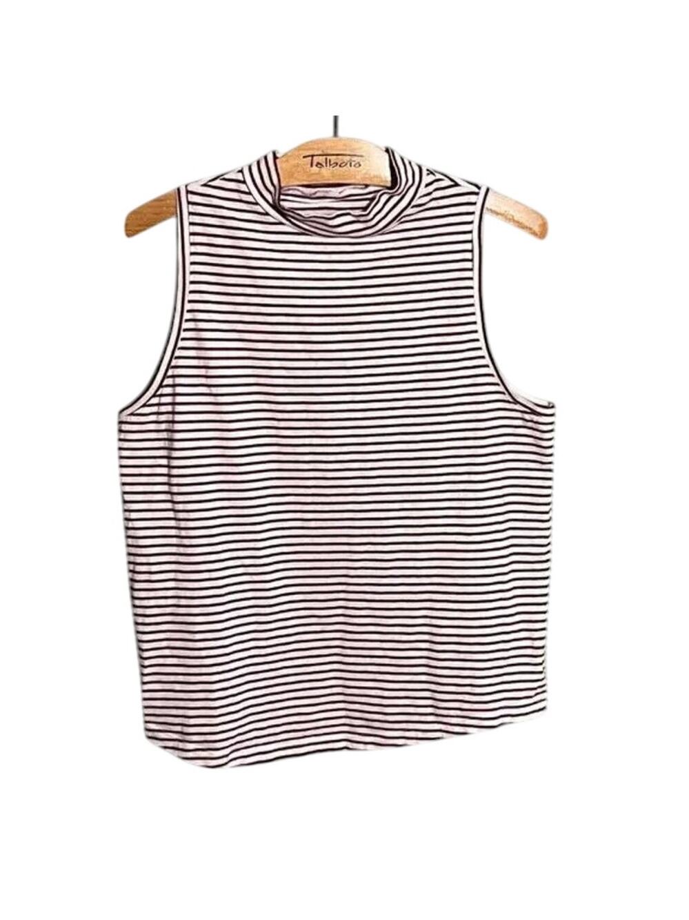 Universal Thread Mock Neck Sleeveless Striped Tank Top Large Burgundy